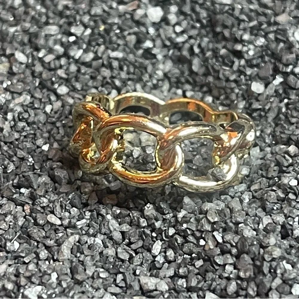 Hand Crafted Gold Tone‎ Chain Ring Band Size 7
